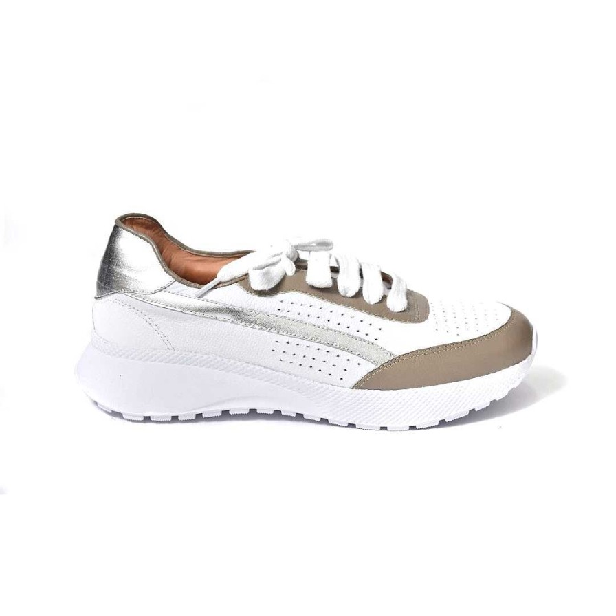 Shoes OQ Shoes | Tennis Style Shoe Exhale 2 Taupe X White X Silver