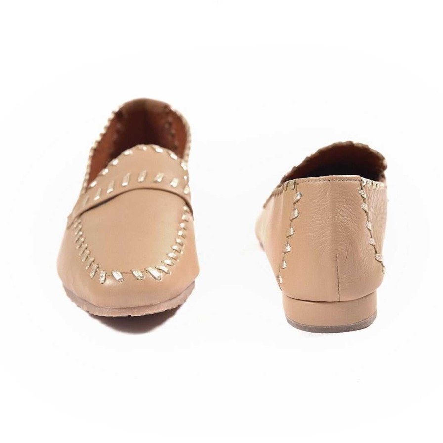 Shoes OQ Shoes | Square Ballerina Moccasin Finca Trigo With Gold