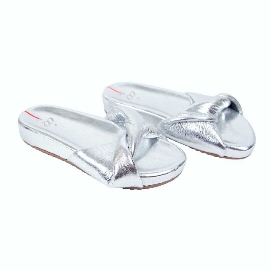 Shoes OQ Shoes | Gracia Silver Flat Sandal