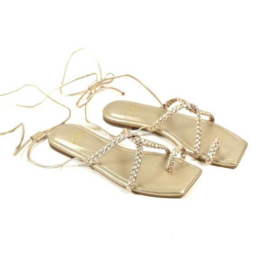 Shoes OQ Shoes | Blissful Gold Flat Sandal