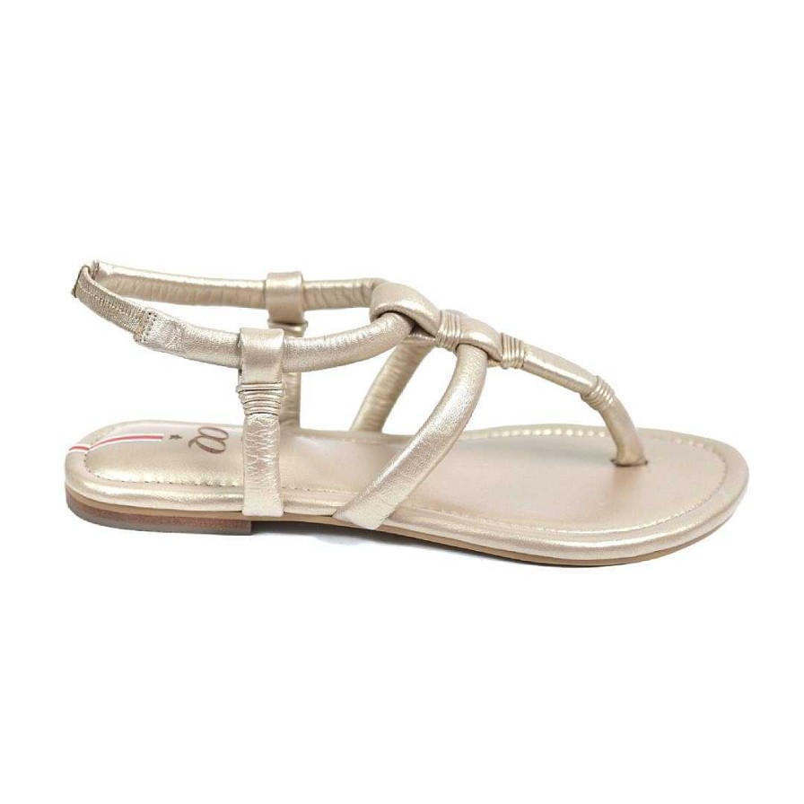 Shoes OQ Shoes | Round Toe Pewter Goose Flat Sandal