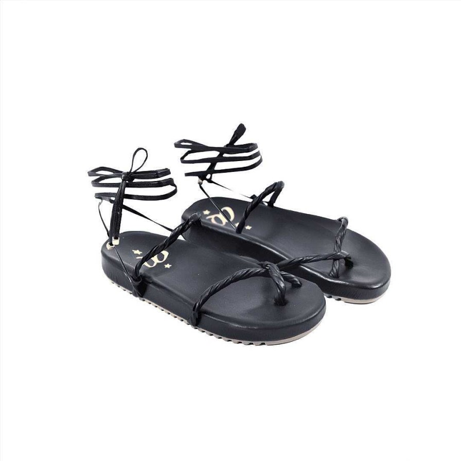 Shoes OQ Shoes | Black Polar Flat Sandal