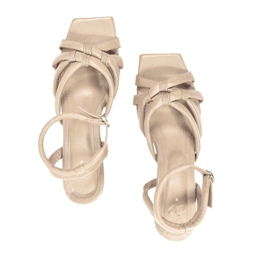 Shoes OQ Shoes | Sandal With Taupe Goose Heel