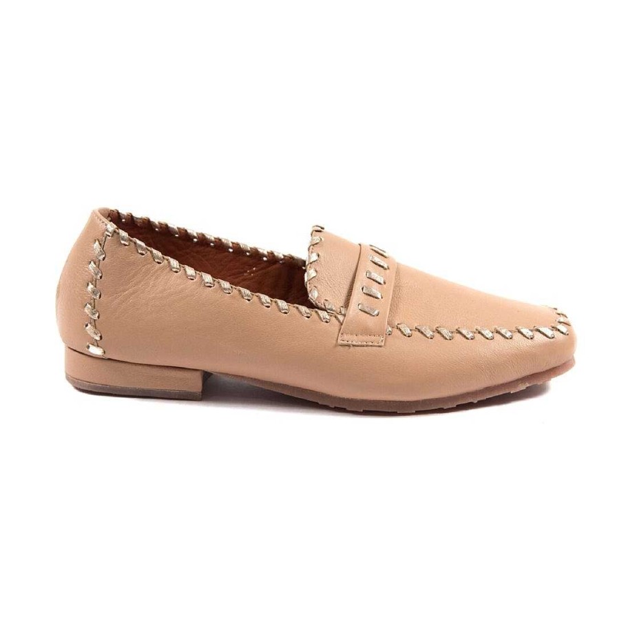 Shoes OQ Shoes | Square Ballerina Moccasin Finca Trigo With Gold