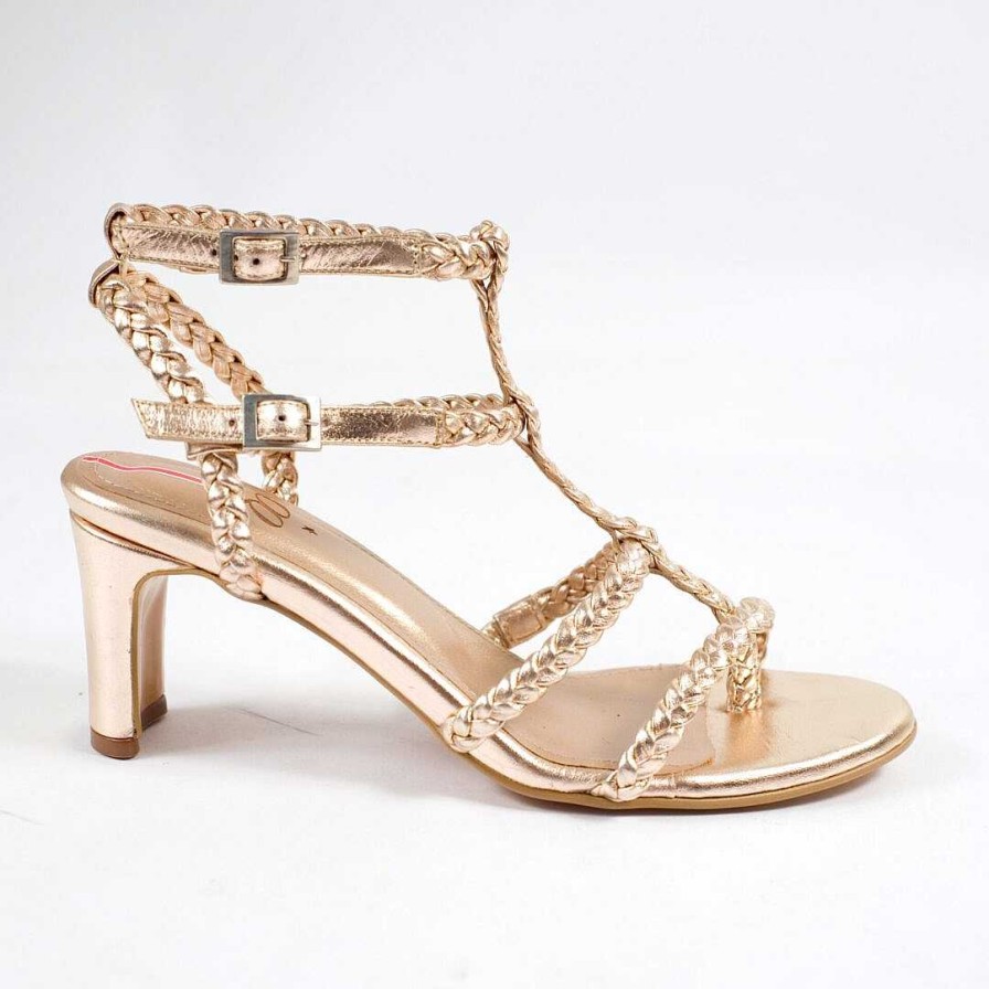 Shoes OQ Shoes | Sandal With Heel Picasso 5.5 Gold