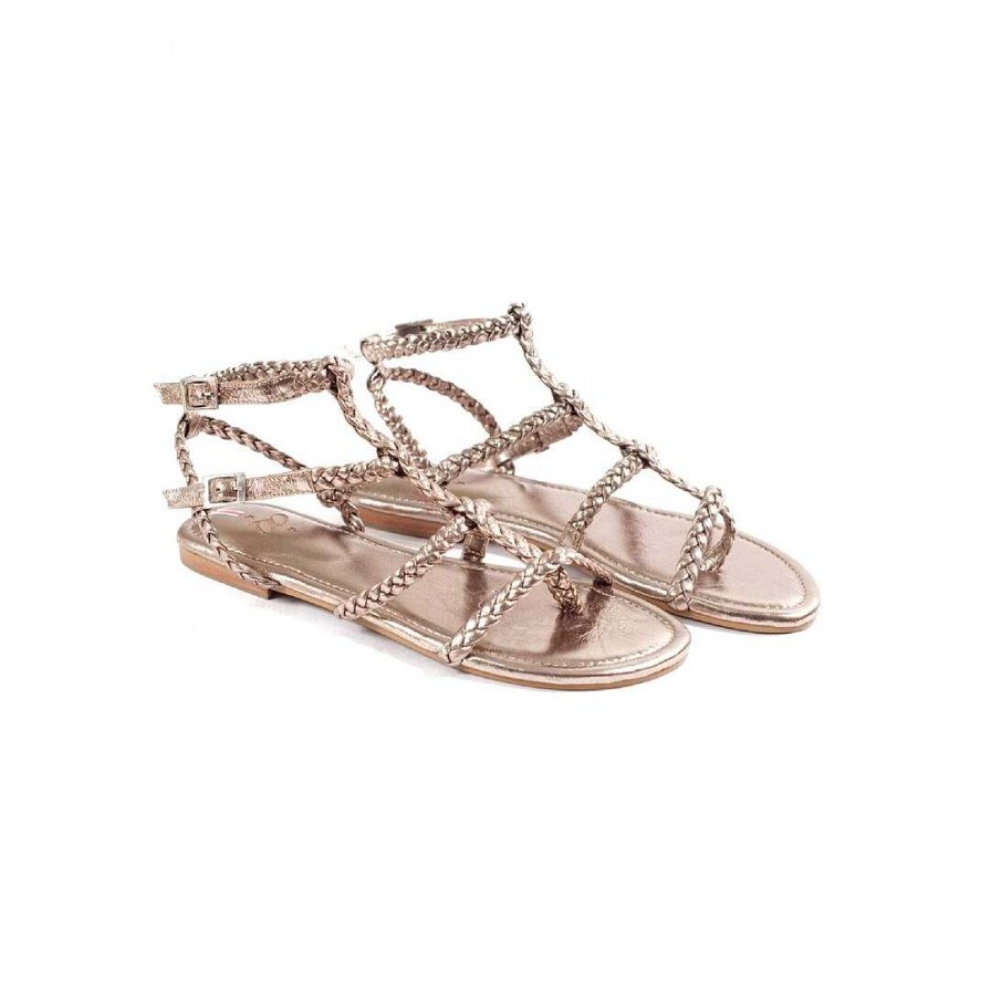 Shoes OQ Shoes | Picasso Gold Moon Flat Sandal