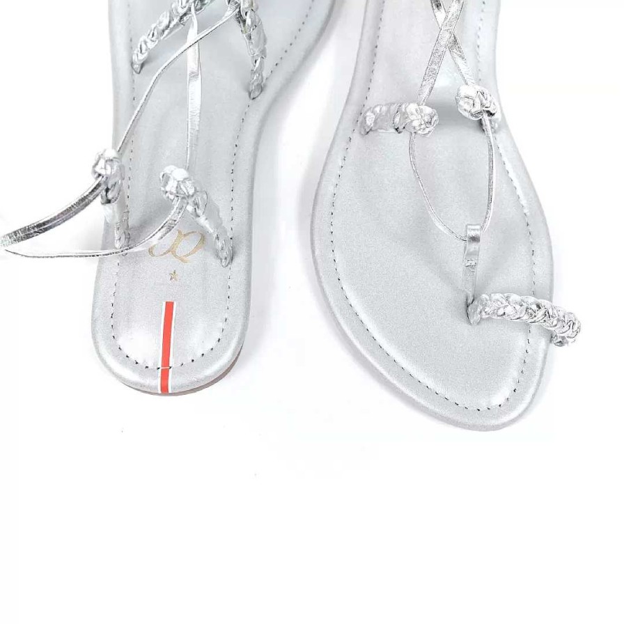 Shoes OQ Shoes | Silver Desert Flat Sandal