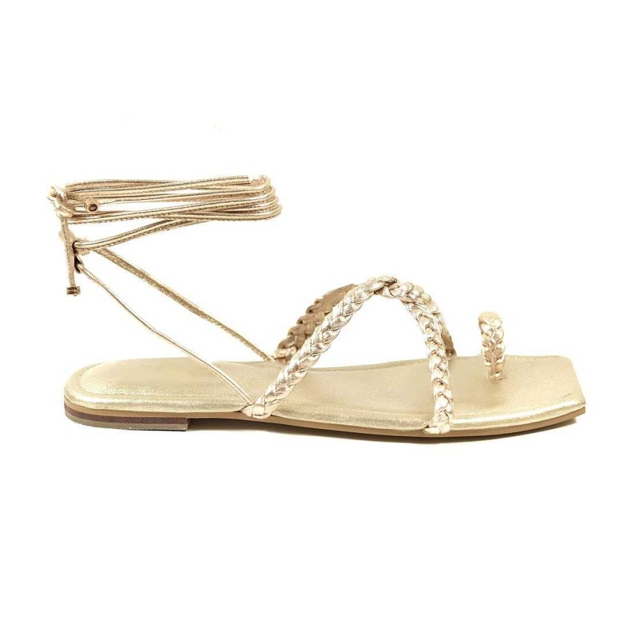 Shoes OQ Shoes | Blissful Gold Flat Sandal