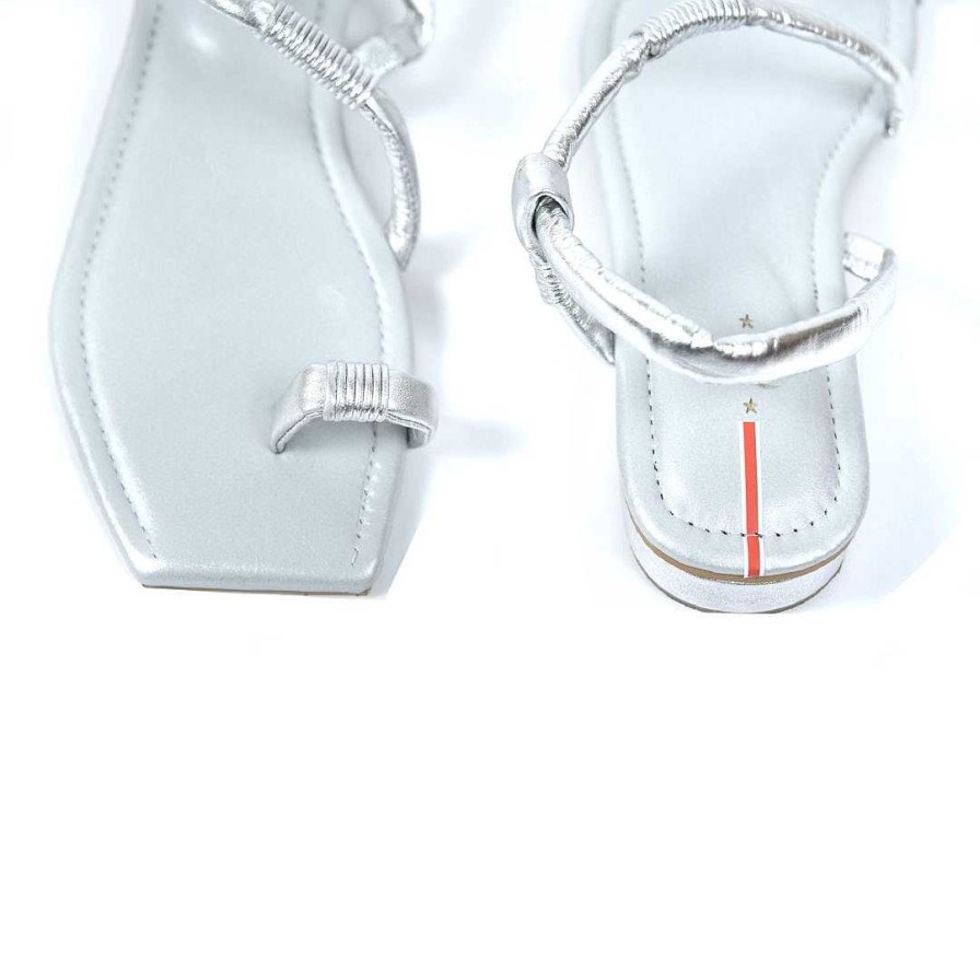 Shoes OQ Shoes | Chagal Silver Flat Sandal