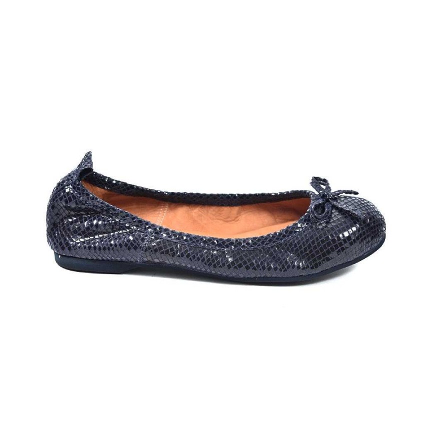 Shoes OQ Shoes | Round Ballerina Mono Cotton Scales Blue