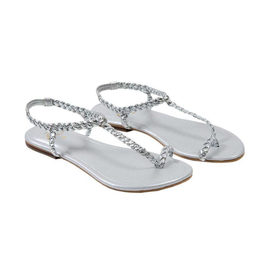 Shoes OQ Shoes | Silver Perfume Flat Sandal