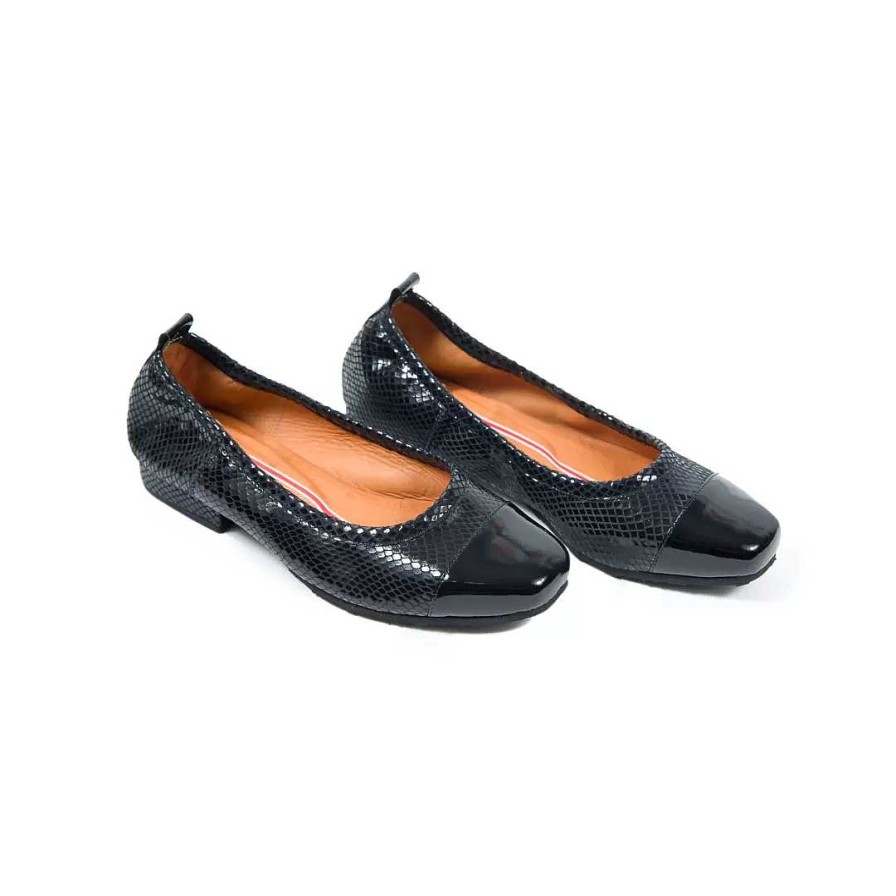 Shoes OQ Shoes | Apolo Scales Black Square Toe Ballerina Shoes