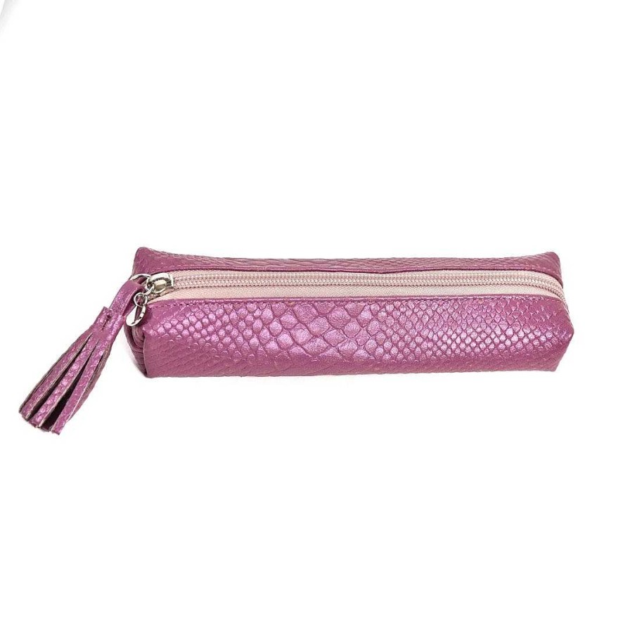 Wallets & Accessories OQ Shoes | Magenta Satin Pen Holder