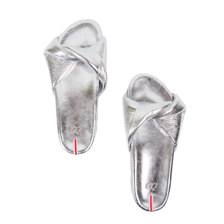 Shoes OQ Shoes | Gracia Silver Flat Sandal