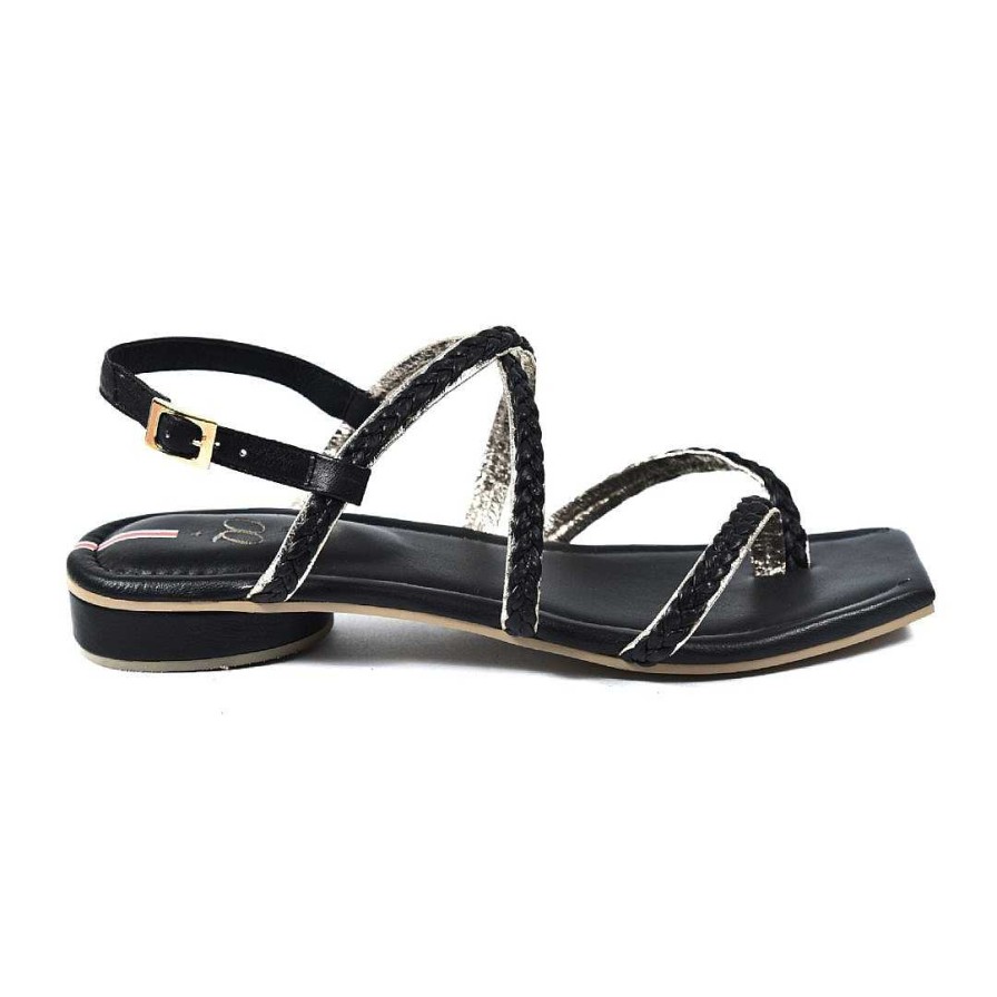 Shoes OQ Shoes | Black Sea X Gold Flat Sandal