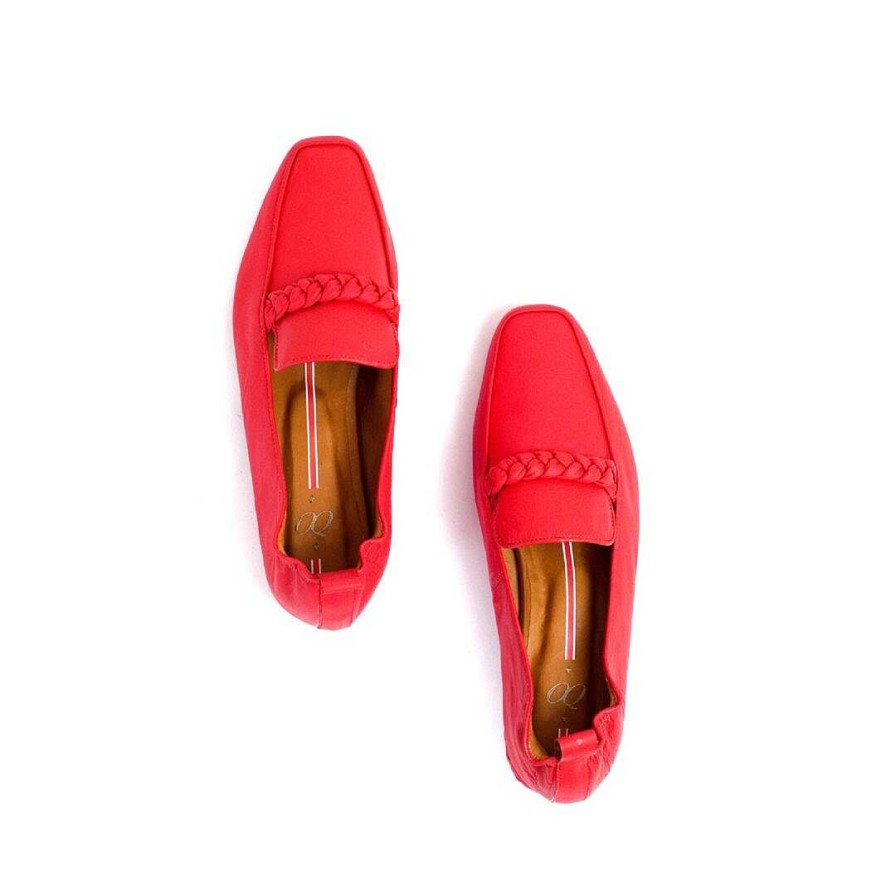 Shoes OQ Shoes | Square Ballerina Moccasin Bubblegum Red