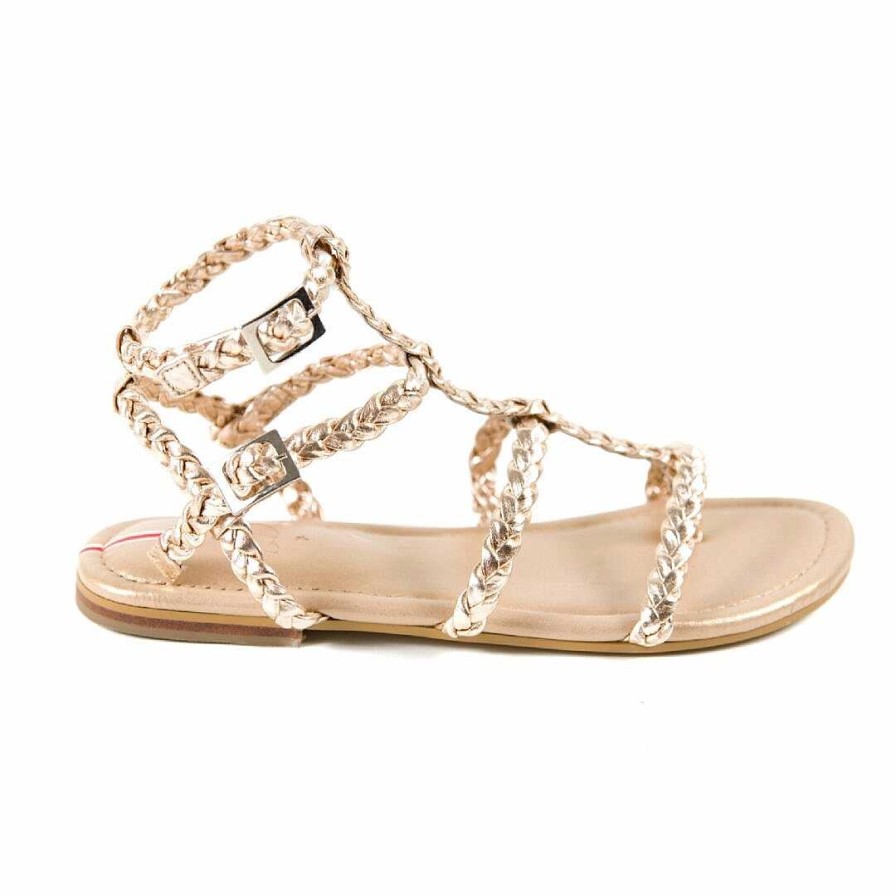 Shoes OQ Shoes | Picasso Gold Flat Sandal