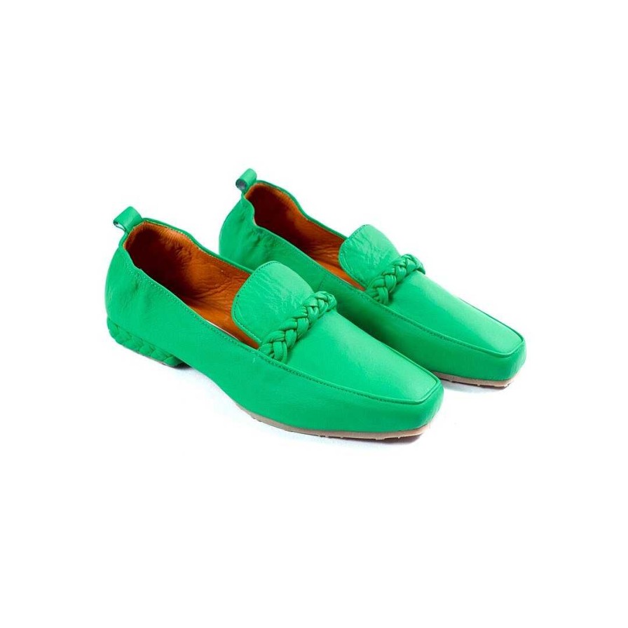 Shoes OQ Shoes | Green Bubble Gum Moccasin Square Ballerina