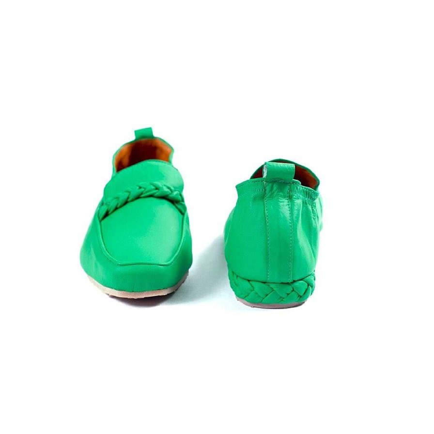 Shoes OQ Shoes | Green Bubble Gum Moccasin Square Ballerina