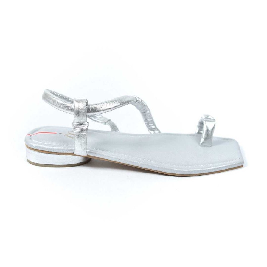 Shoes OQ Shoes | Chagal Silver Flat Sandal