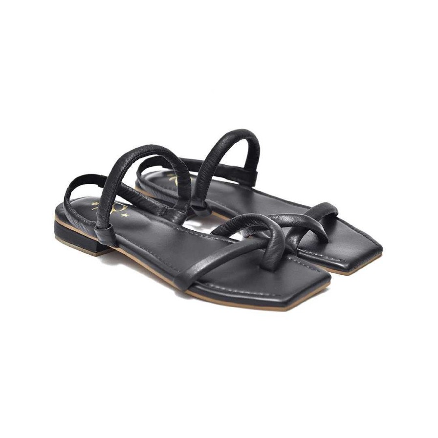 Shoes OQ Shoes | Black Joke Flat Sandal