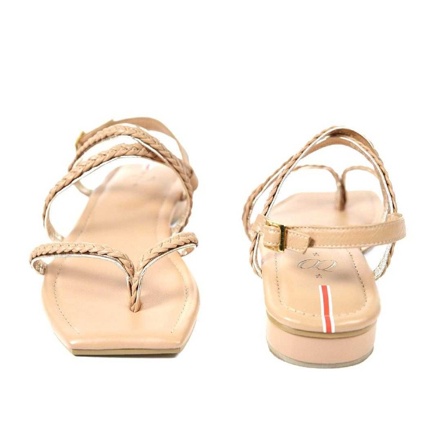 Shoes OQ Shoes | Sea Wheat X Gold Flat Sandal