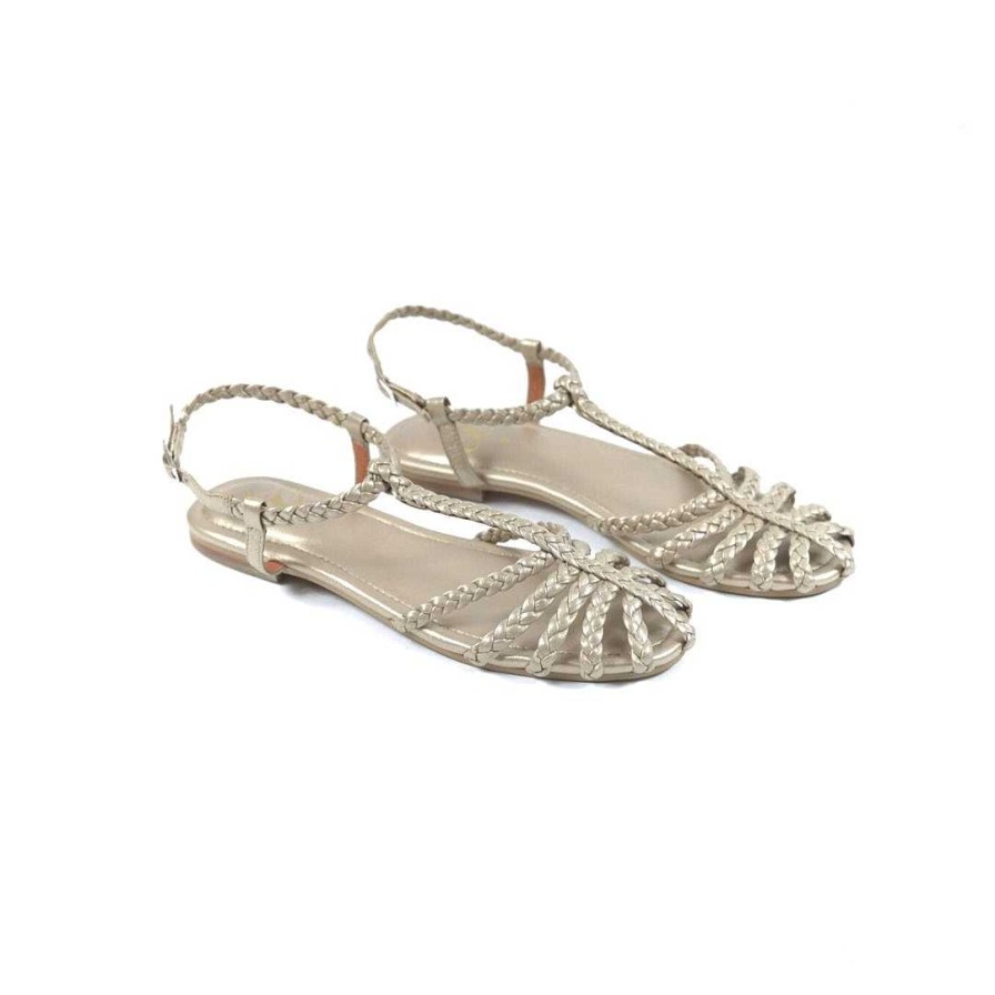 Shoes OQ Shoes | Pomarosa Pewter Flat Sandal