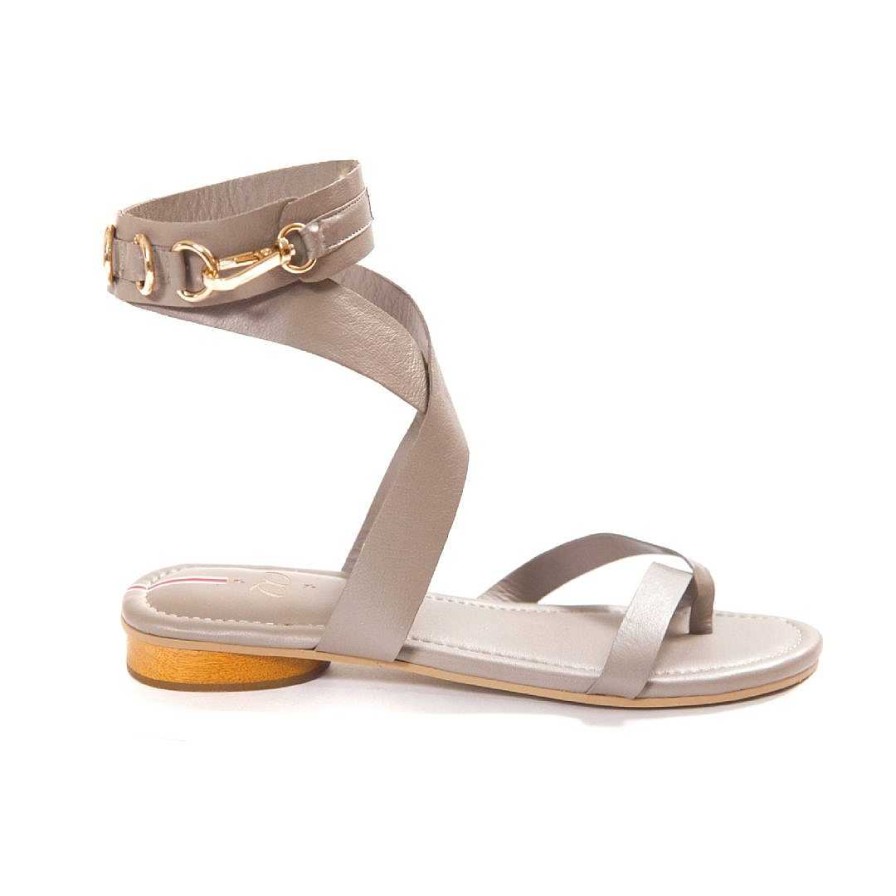 Shoes OQ Shoes | Rio Taupe Flat Sandal