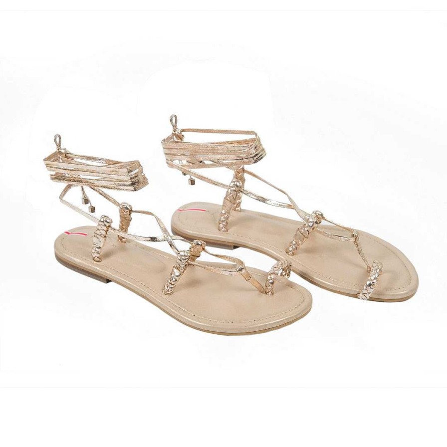 Shoes OQ Shoes | Gold Desert Flat Sandal