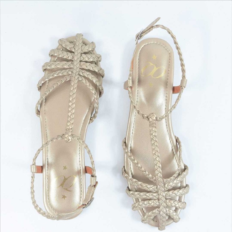 Shoes OQ Shoes | Pomarosa Pewter Flat Sandal