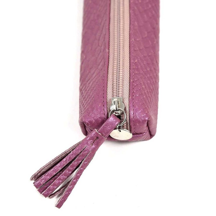 Wallets & Accessories OQ Shoes | Magenta Satin Pen Holder