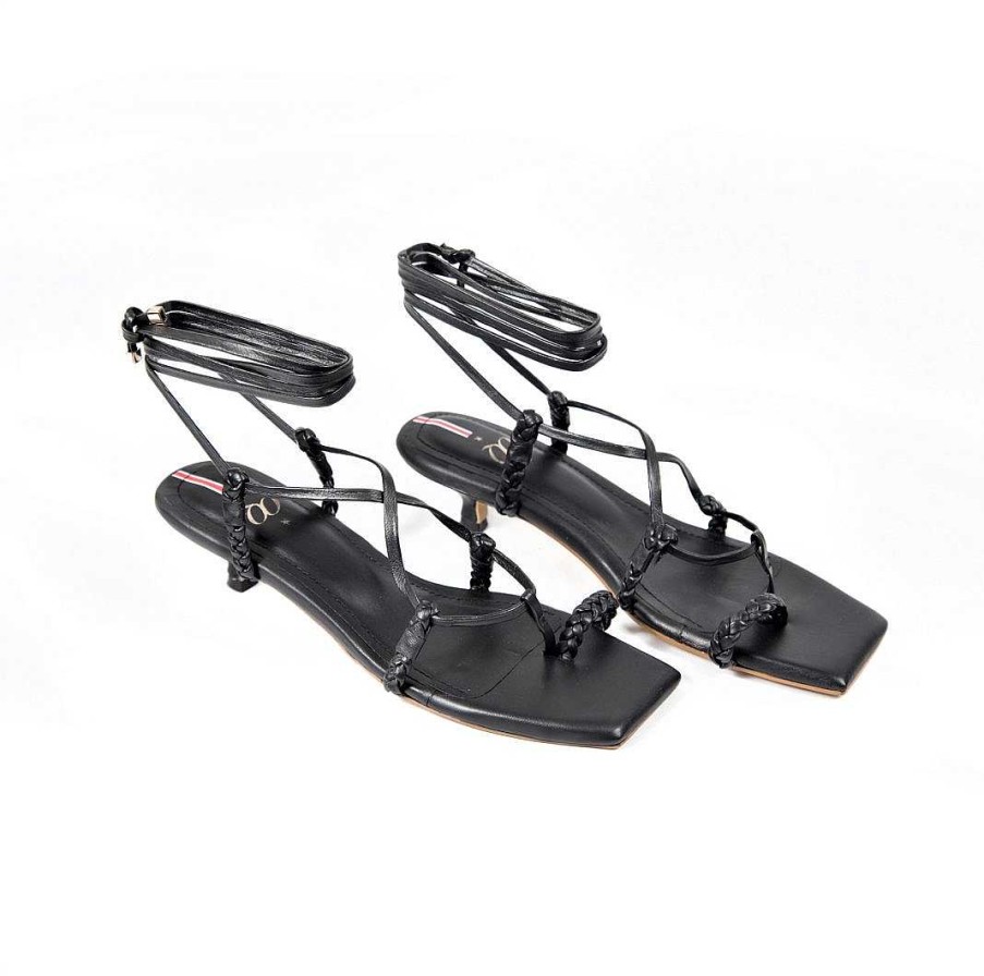 Shoes OQ Shoes | Sandal With Desert Heel 3.5 Black