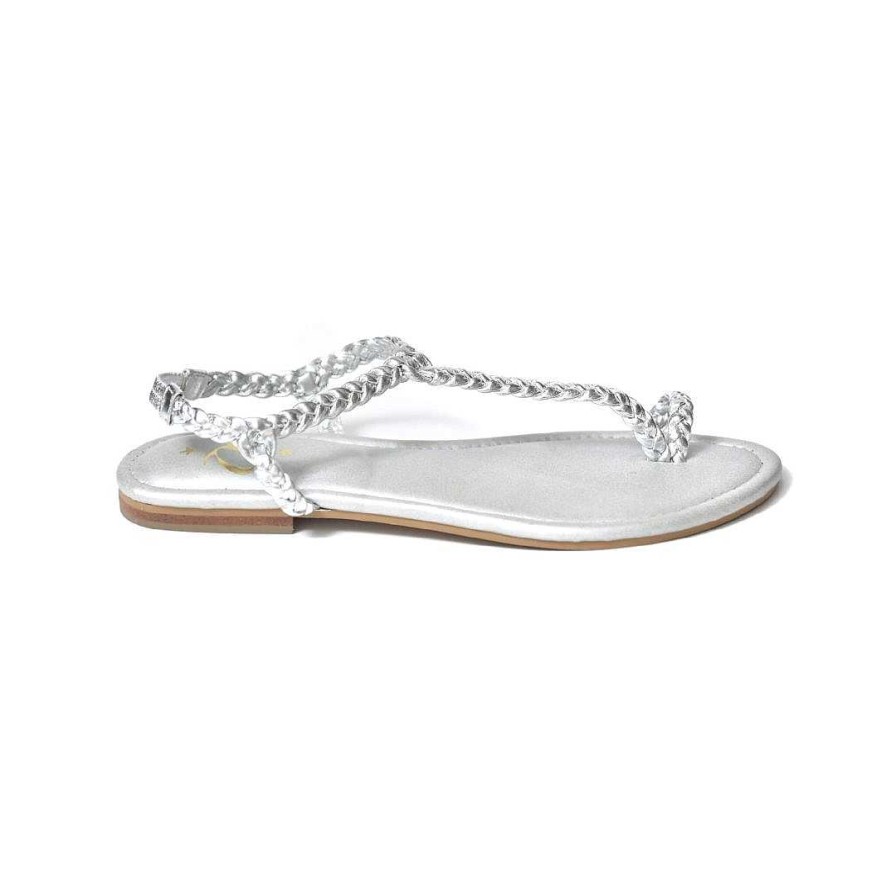 Shoes OQ Shoes | Silver Perfume Flat Sandal